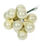 Üveggömb pick fehér menta fényes 2,5cm 12db-os