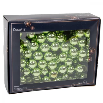 Üveggömb pick zöld tea fényes 2,5cm 12db-os