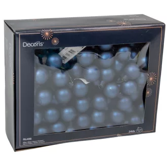 Üveggömb pick éj kék matt 2,5cm 12db-os