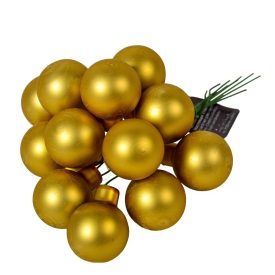 Üveggömb pick sötétarany (mustár) matt 2,5cm 12db-os