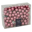 Üveggömb pick bársony rózsaszín matt 2,5cm 12db-os