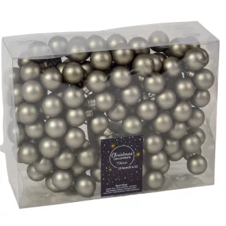 Üveggömb pick meleg szürke matt 2,5cm 12db-os