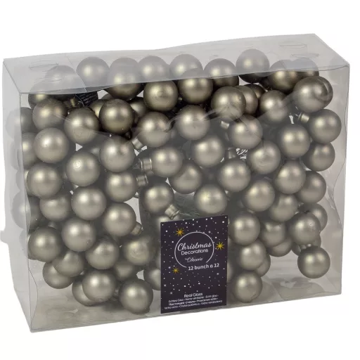 Üveggömb pick meleg szürke matt 2,5cm 12db-os