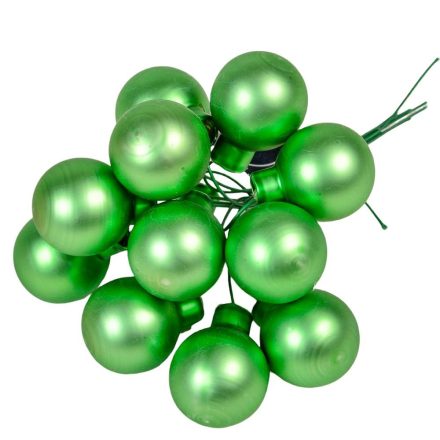 Üveggömb pick fagyöngy zöld matt 2,5cm 12db-os