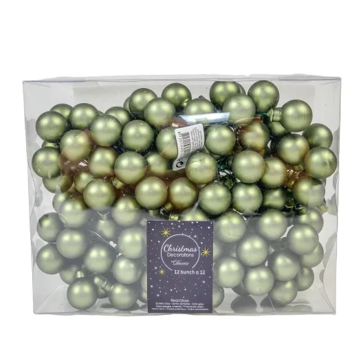 Üveggömb pick moha zöld matt 2,5cm 12db-os