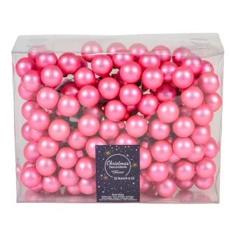Üveggömb pick rúzs pink matt 2,5cm 12db-os