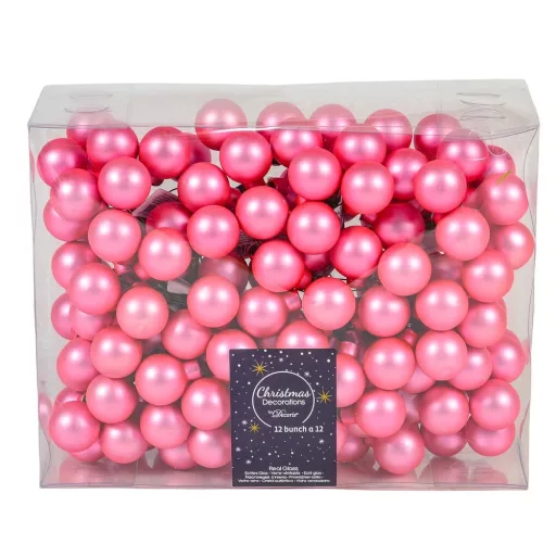 Üveggömb pick rúzs pink matt 2,5cm 12db-os