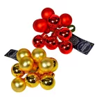 Üveggömb pick piros-arany mix 2cm 10db-os
