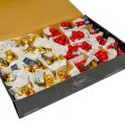 Üveggömb pick piros-arany mix 2cm 10db-os