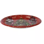 Műanyag tálca kerek piros kari mintás D28cm
