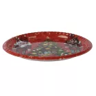 Műanyag tálca kerek piros kari mintás D35cm
