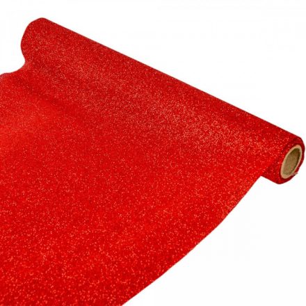 Glitteres dekor anyag piros 28x250cm