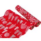 Hópihe-fenyő mintás dekor anyag piros 28x150cm