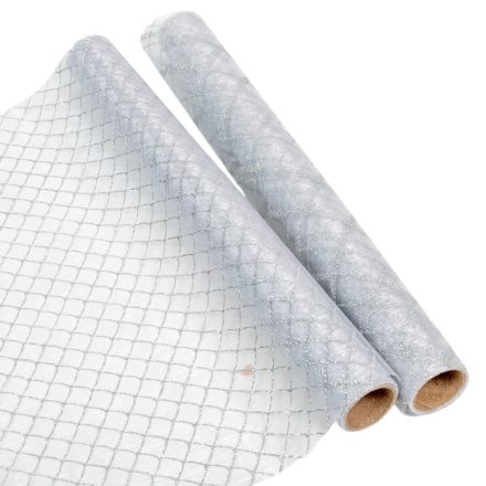 Glitteres organza dekor anyag ezüst 36,5x200cm 