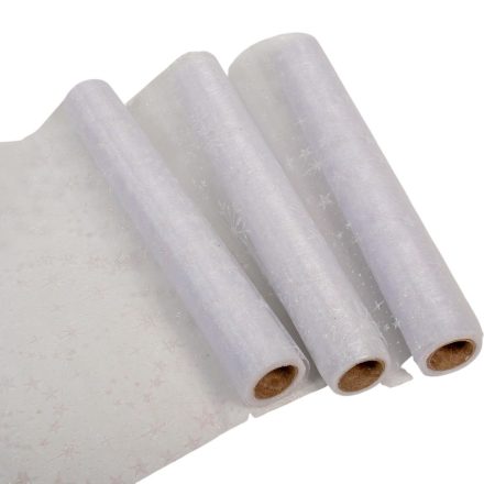 Glitteres organza tekercs irizáló fehér 30x500cm