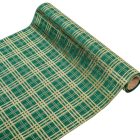 Kockás dekor anyag arany-zöld 28X270cm