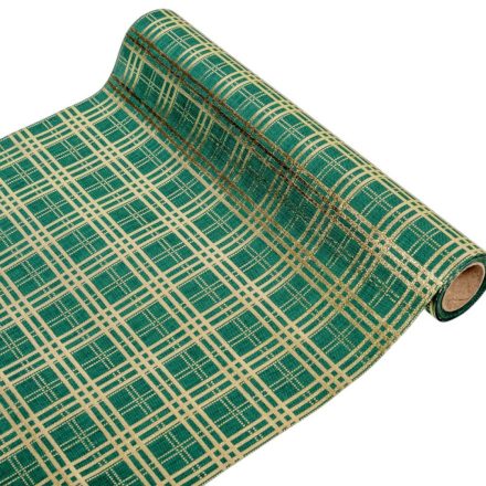Kockás dekor anyag arany-zöld 28X270cm