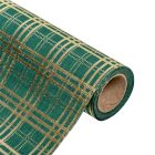 Kockás dekor anyag arany-zöld 28X270cm