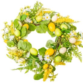 Húsvéti tojásos, virágos koszorú D50cm