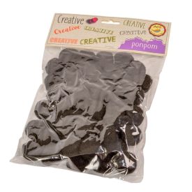 Pompom 2cm fekete 50db-os