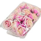 Rózsa virágfej lila-krém D7cm 12db/csom