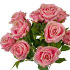 Rózsa csokor 12v. rózsaszín-zöld M37cm 30db/#