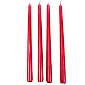 Metál szálas gyertya piros 30cm 4db/csom (db ár)