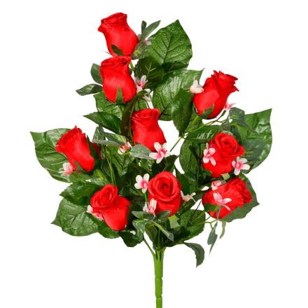 Rózsa csokor féloldalas 9v. RED M45cm 12db/#