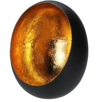 Gyertyatartó lámpás fém arany-fekete M16cm