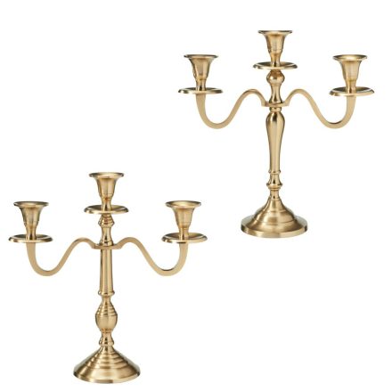Gyertyatartó alu 3ágú arany M30cm