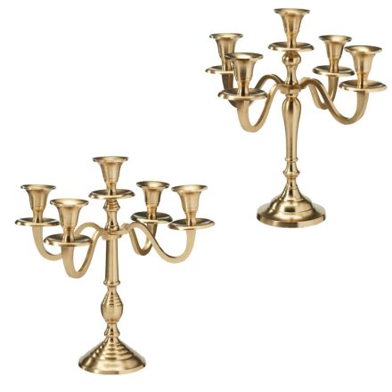 Gyertyatartó alu 5ágú arany M30cm