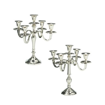 Gyertyatartó alu 5 ágú ezüst M30cm 