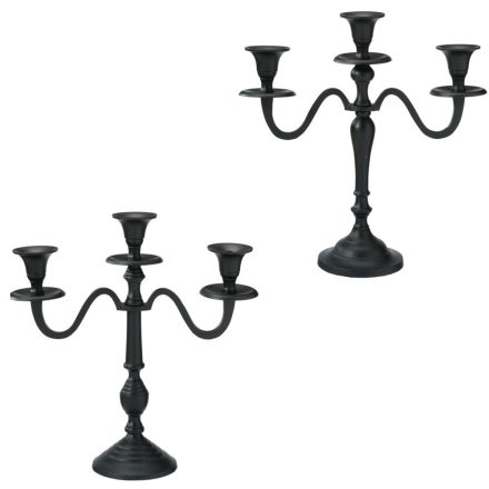 Gyertyatartó alu 3ágú fekete M30cm