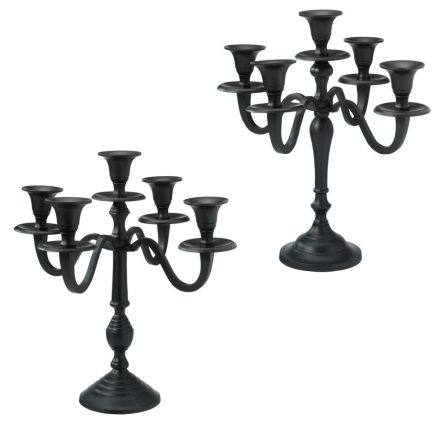 Gyertyatartó alu 5ágú fekete M30cm