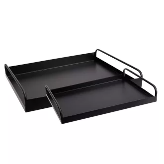 Tálca szett fém fekete 37,5-30cm 2db-os