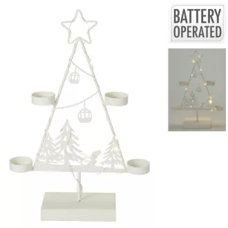 Fenyőfa gyertyatartó LED-es fehér M38cm
