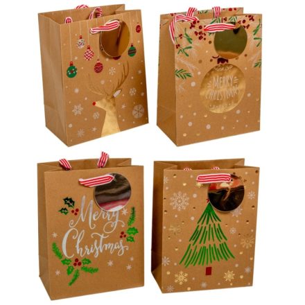 Ajándék tasak kari mintával kraft 23x18cm