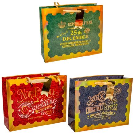 Ajándék tasak fekvő  kari mintával 26x32cm