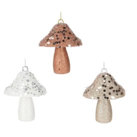 Gomba akasztós glitteres textil 10cm