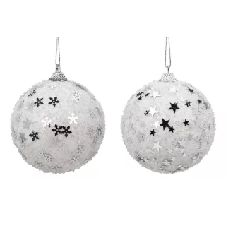 Glitteres gyöngyös gömb 8cm