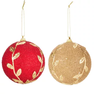 Glitteres levél mintás gömb műa. 8cm