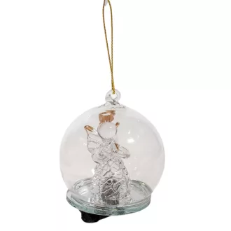 Üveggömb angyallal LED-es 6cm