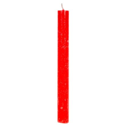 Rusztikus szálas gyertya piros 20cm 