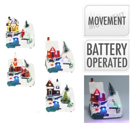 Téli jelenet LED-es elemes (elem nélkül) poly M13cm