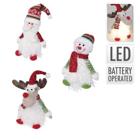 Ülő karácsonyi textil figura LED-es M22cm