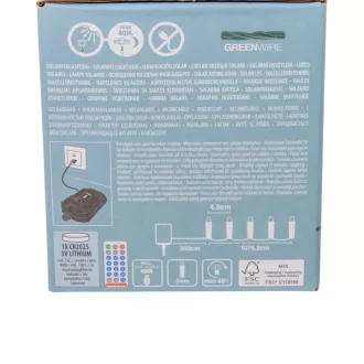   Napelemes  fényfüzér 240 LED-es időzítős tölthetős távirányítós hideg 10,75m