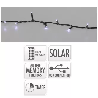 Napelemes sűrű fényfüzér 800 LED-es hideg