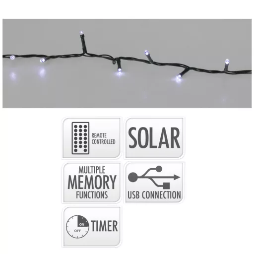 Napelemes sűrű fényfüzér 800 LED-es hideg