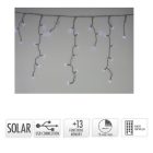 Napelemes fényfüzér 240 LED-es időzítős tölthetős távirányítós hideg 8m