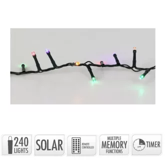   Napelemes  fényfüzér 240 LED-es időzítős tölthetős  távirányítós  multi  10,75m